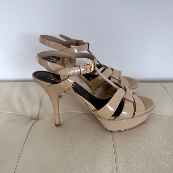 Yves Saint Laurent Paris Women’s Patent Leather Platform Sandals - Size 37 - Picture 9 of 13